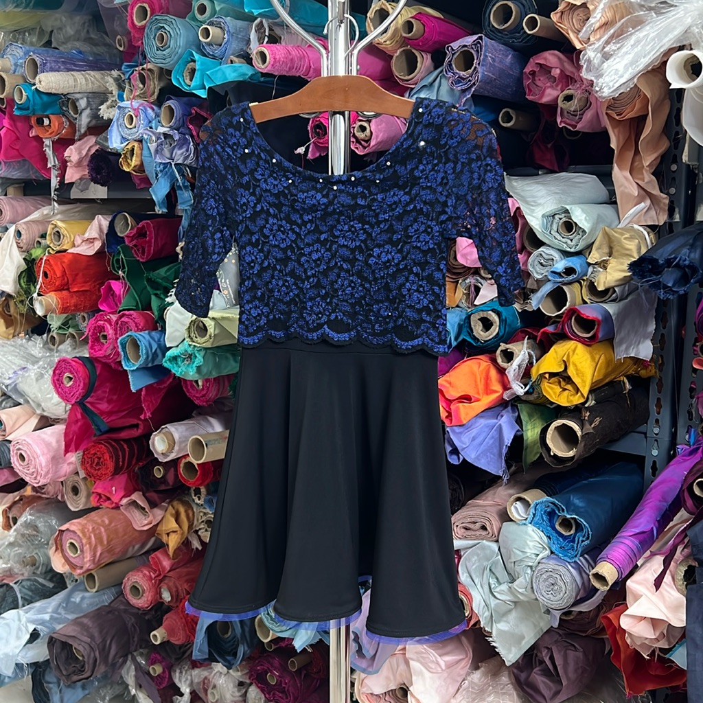 Blue And Black Children’s Half-Sleeve Dress